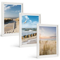 BILDER SET 3er Set - 40x60 cm Weißer Rahmen - Strand, Sand, Wellen, Himmel, Vögel - Weiß, Kunststoff (40/60cm) - TULUP