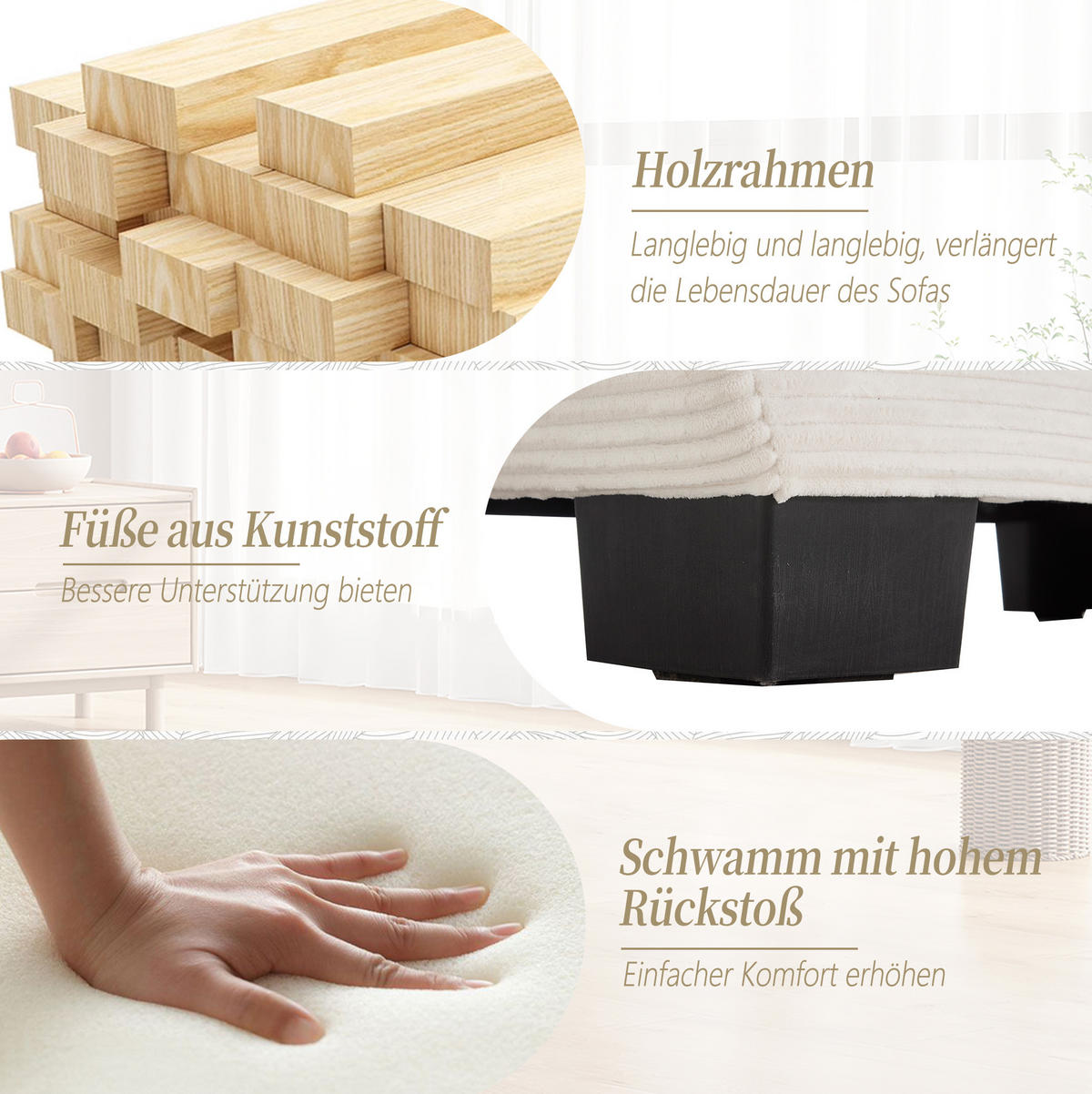 2-SITZER Sofa Samt mit ultratiefem Sitz und Kissen 224/81/81 cm Beige - Beige, Textil (81/224/81cm) - Redom
