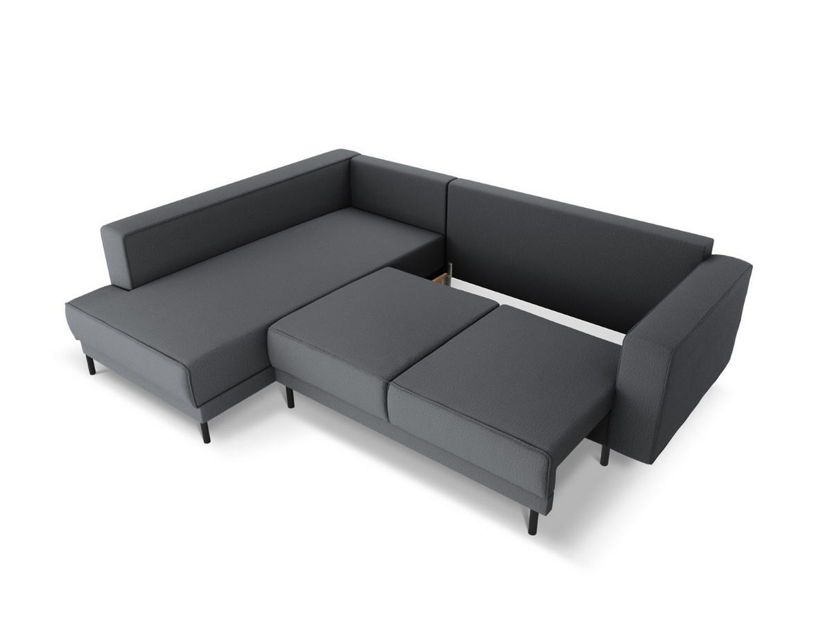 AUSKLAPPBARES-ECKSOFA links Caro aus strukturiertem Stoff dunkelgrau 5 Sitzplätze - Dunkelgrau, Textil (187/247cm) - Micadoni