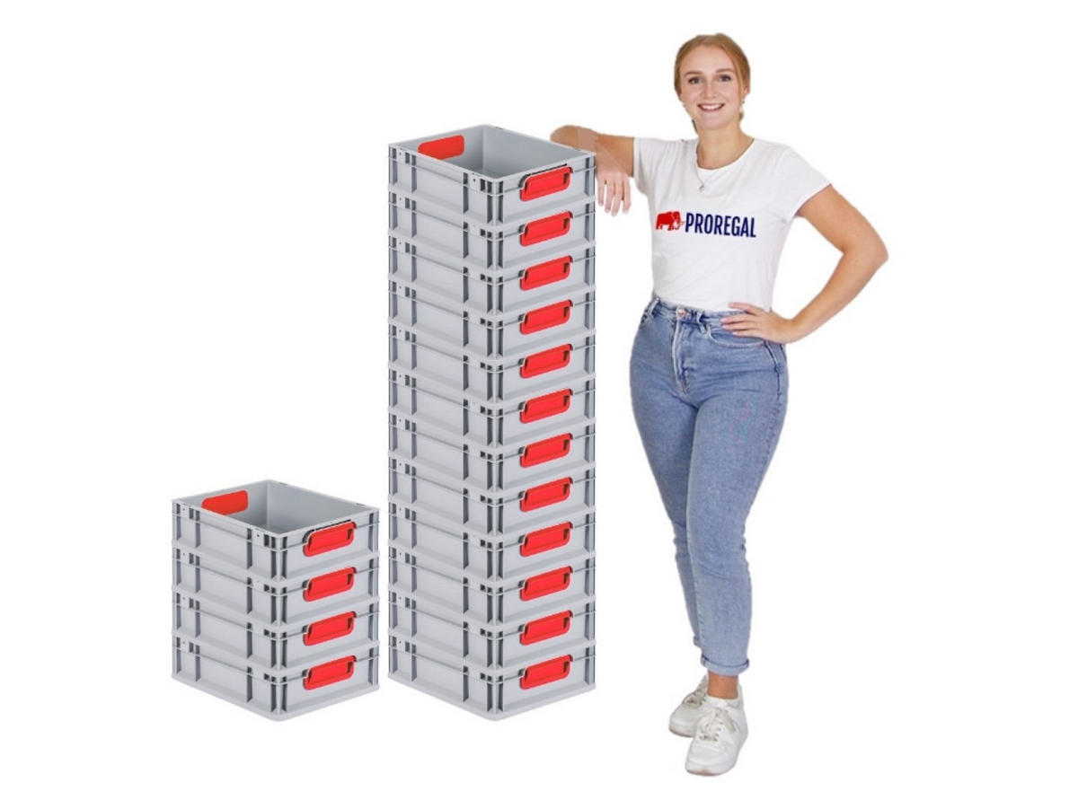 EUROBOX 16x Nextgen Color 12x30x40cm 11 Liter Griffe Rot Geschlossen - Rot, Kunststoff (30/12/40cm) - PROREGAL