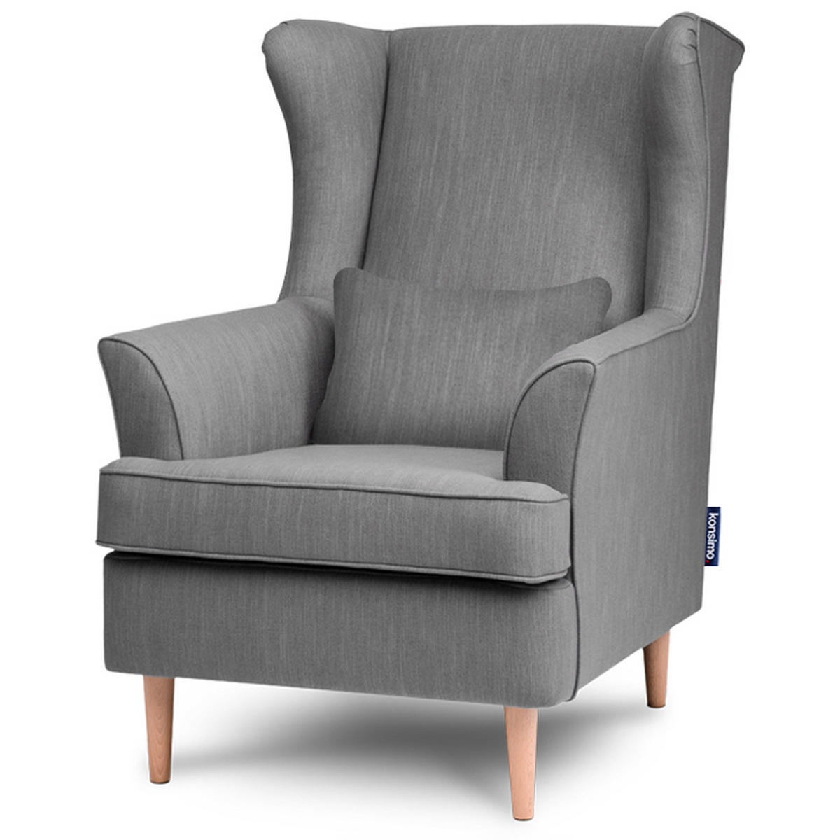 OHRENSESSEL STRALIS mit Sitzhocker, grau - Grau, Textil (82/108/80cm) - KONSIMO®