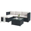 LOUNGESET Schwarz Poly Rattan Mit Sitzkissen & Glastisch - Schwarz, Metall - FLIEKS