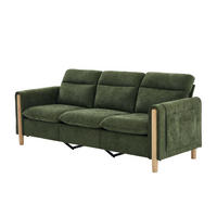 SOFA 201/77/86 cm, 3-sitzig, aus Chenille mit Stauraumhocker - Grün, Textil (77/86/201cm) - Flora Grace
