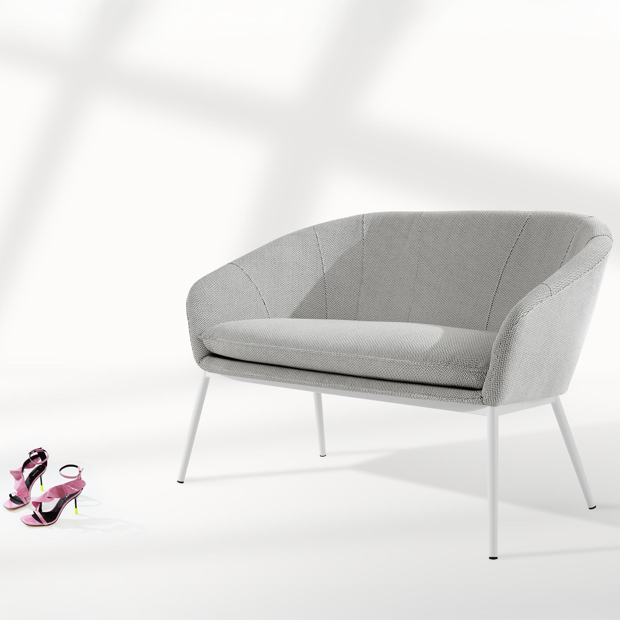 GARTENSOFA SOLIS Loungesofa, - Hellgrau, Textil/Metall (118/76/66cm) - KONSIMO®