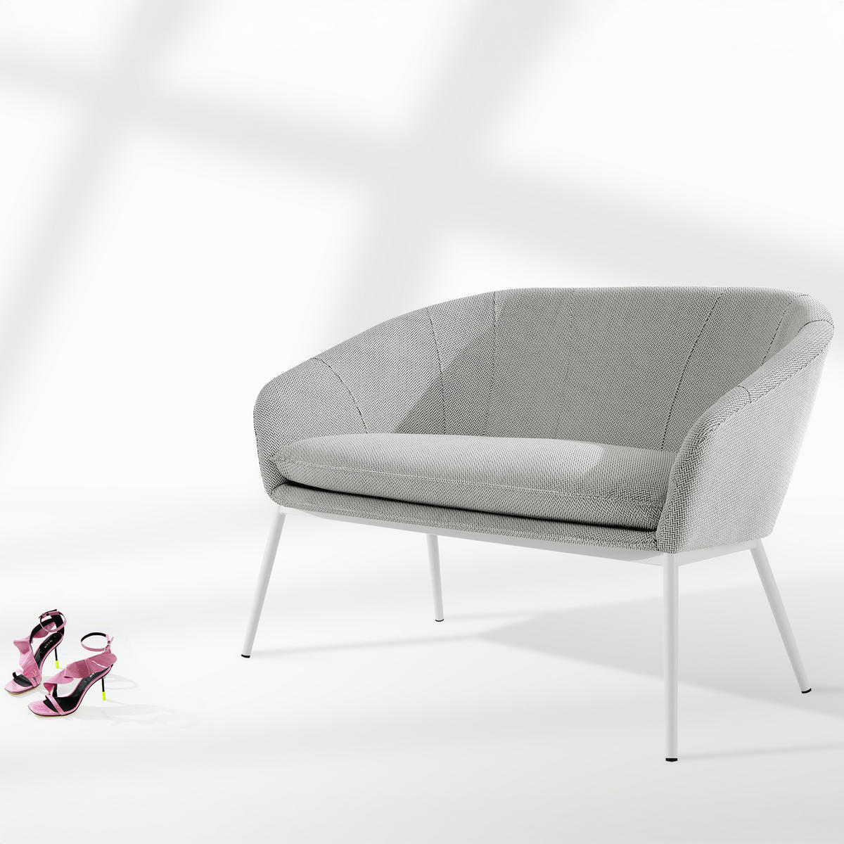 GARTENSOFA SOLIS Loungesofa, - Hellgrau, Textil/Metall (118/76/66cm) - KONSIMO®