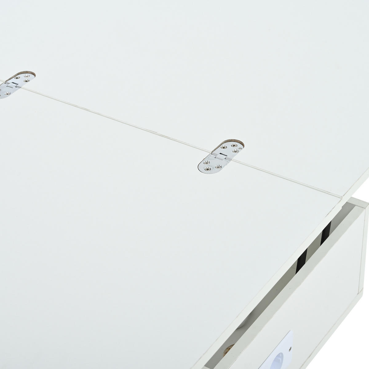 COUCHTISCH 100/50/51,5 cm mit Steckdose und USB-C in Weiß, höhenverstellbar mit Stauraum - Weiß, Holzwerkstoff (100/50/51.5cm) - OKWISH