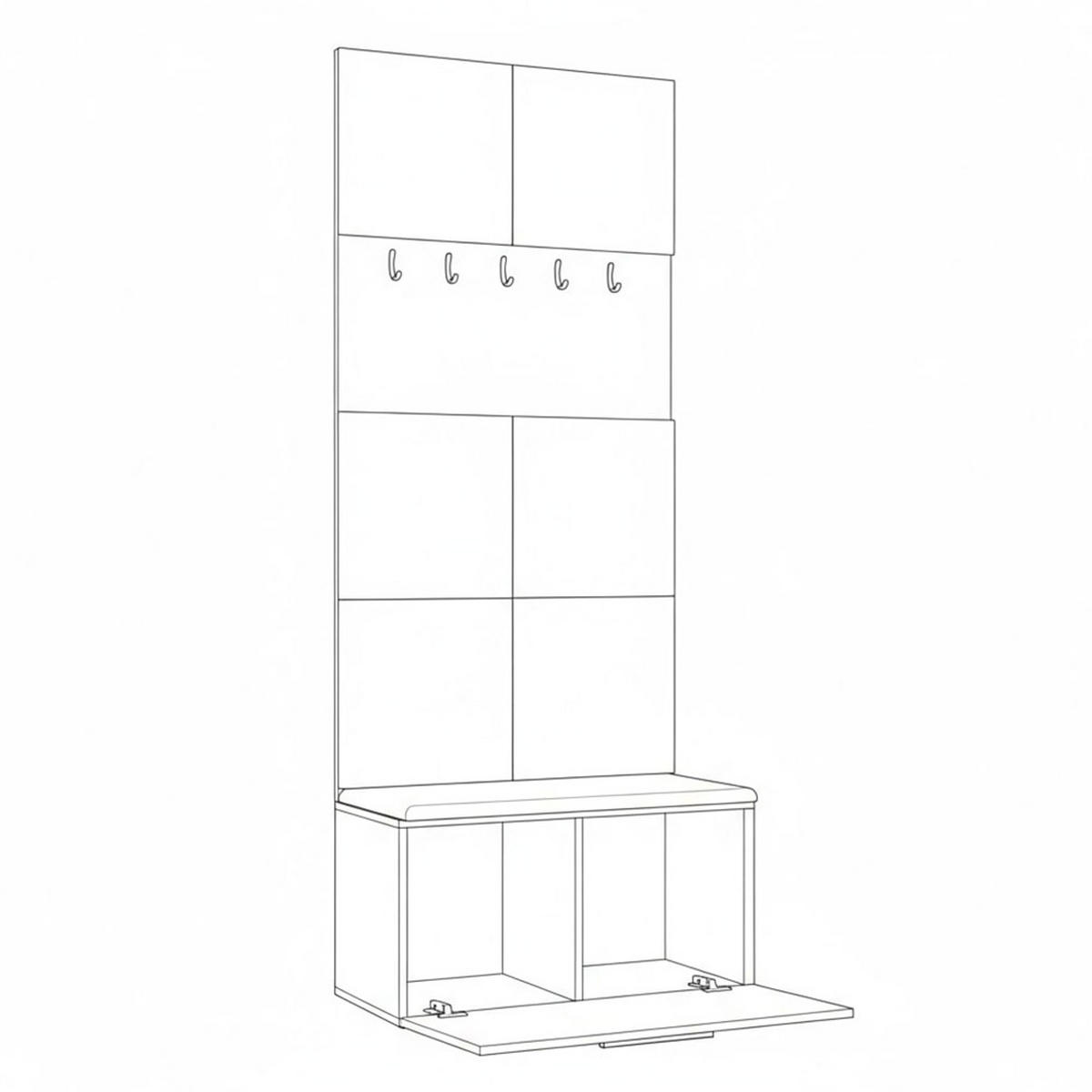 GARDEROBENSCHRANK MODULO 80,6/204/40 cm Modern Garderobe-Set Grau - Schwarz/Grau, Holzwerkstoff (80.6/204/40cm) - MASSENO