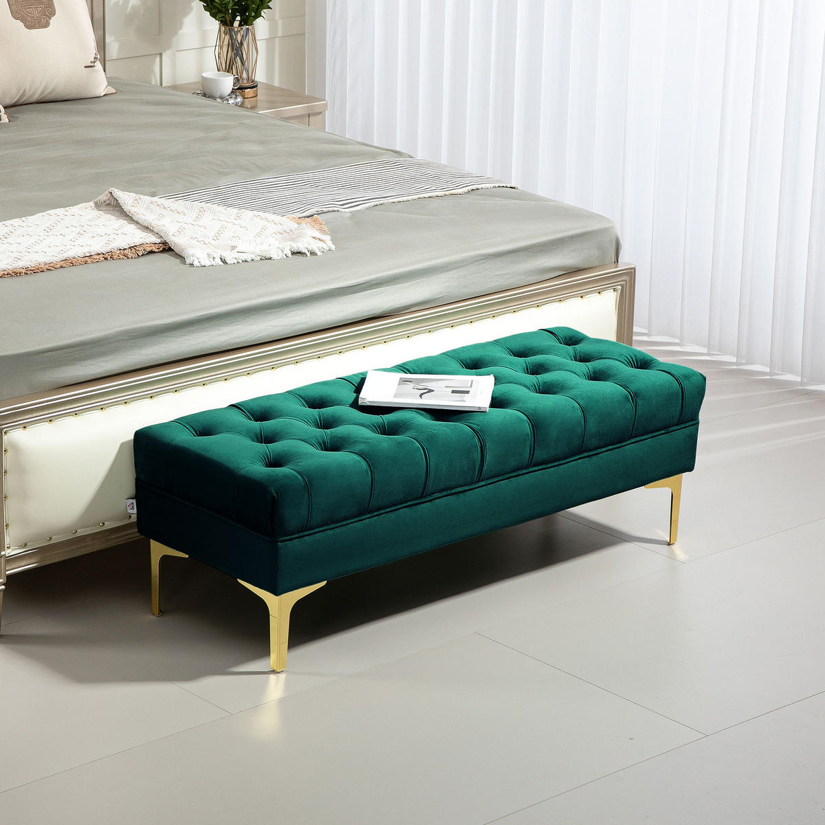 SITZBÄNKE Dunkelgrün 1 Stück - Beige, Kunststoff (118/42/45cm) - GiPP