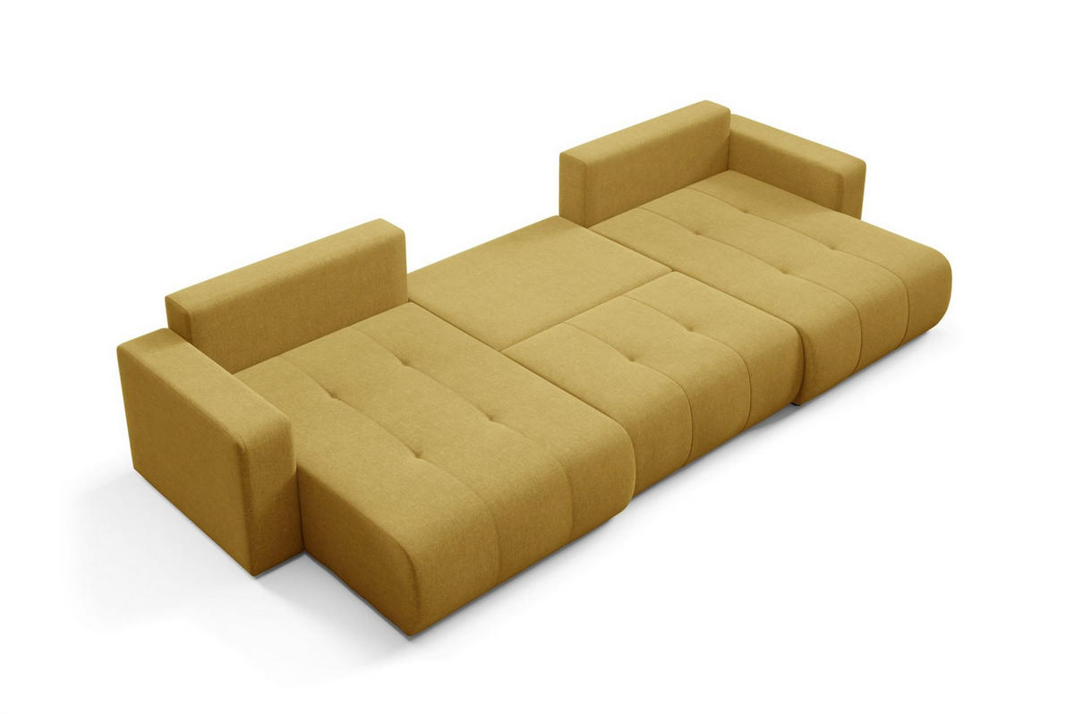 WOHNLANDSCHAFT Augusto - Gelb, Holzwerkstoff/Textil (344/82/149cm) - Fun Möbel
