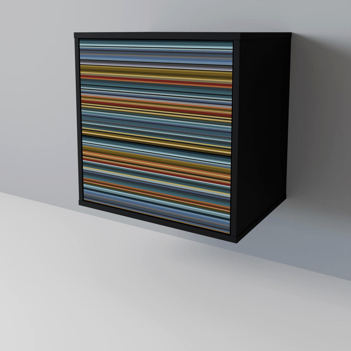 SIDEBOARD LINEOUT SPECTRUM, Schwarz, 57,5x42x75,5 cm, Goldfarbene Metallfüße - Goldfarben/Multicolor, Holzwerkstoff/Metall (57.5/75.5/42cm) - SpaceRebels