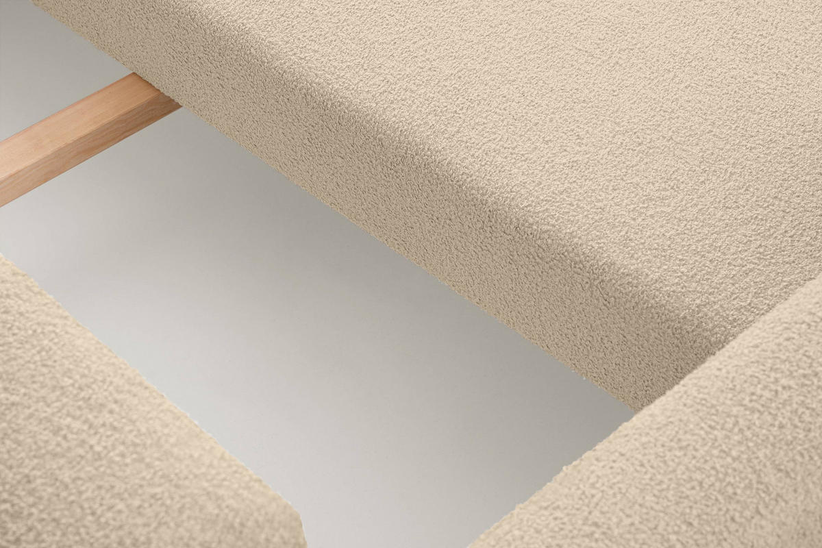 3-SITZER-SCHLAFSOFA ERISO mit weiche Sitzfläche und hohe Rückenlehne, Bouclé-Stoff, hellbeige - Beige/Creme, Textil (220/80/100cm) - KONSIMO®