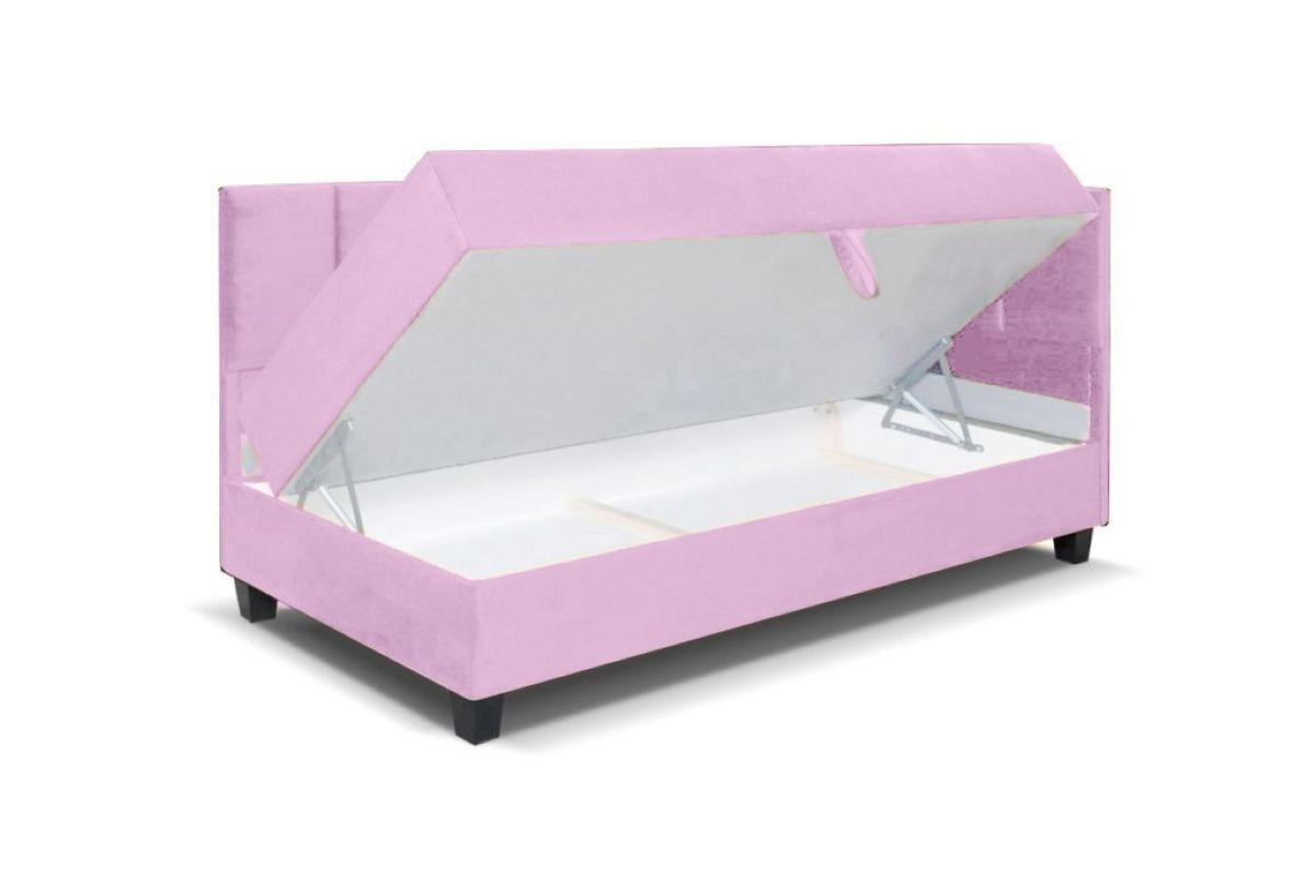 BOXBETT Kinderbett Eryk 100x200 cm mit Matratze und Bettkasten, rechts, rosa - Rosa, Kunststoff (100/200cm) - Margaret Hadas24