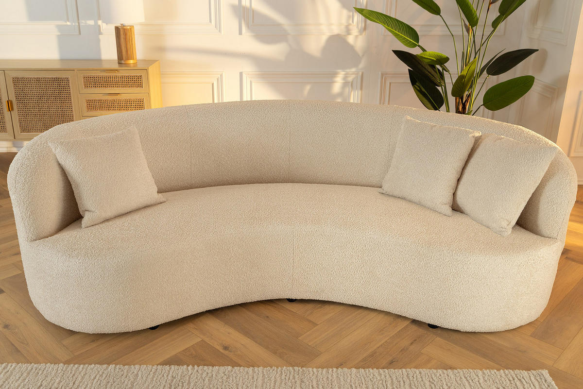 3-SITZER SOFA ATELIER Bouclé Beige 230 cm - Beige/Schwarz, Kunststoff/Textil (230/70/110cm) - riess-ambiente