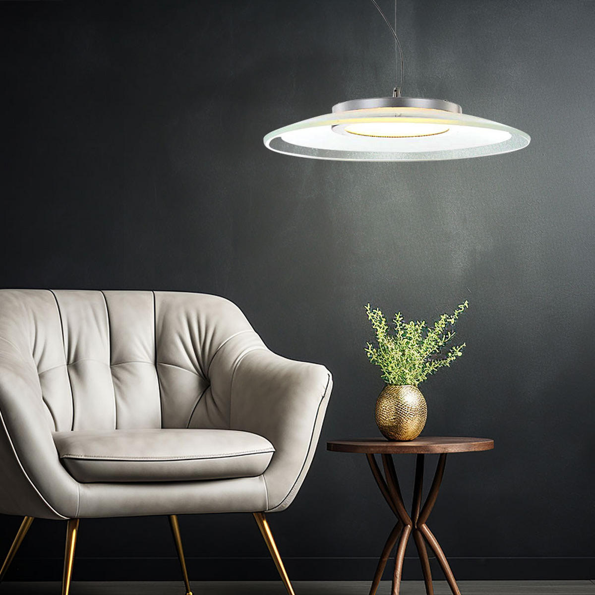 LED HÄNGELEUCHTE Metall Silber - Silberfarben, Glas (40/40/125cm) - Globo Lighting