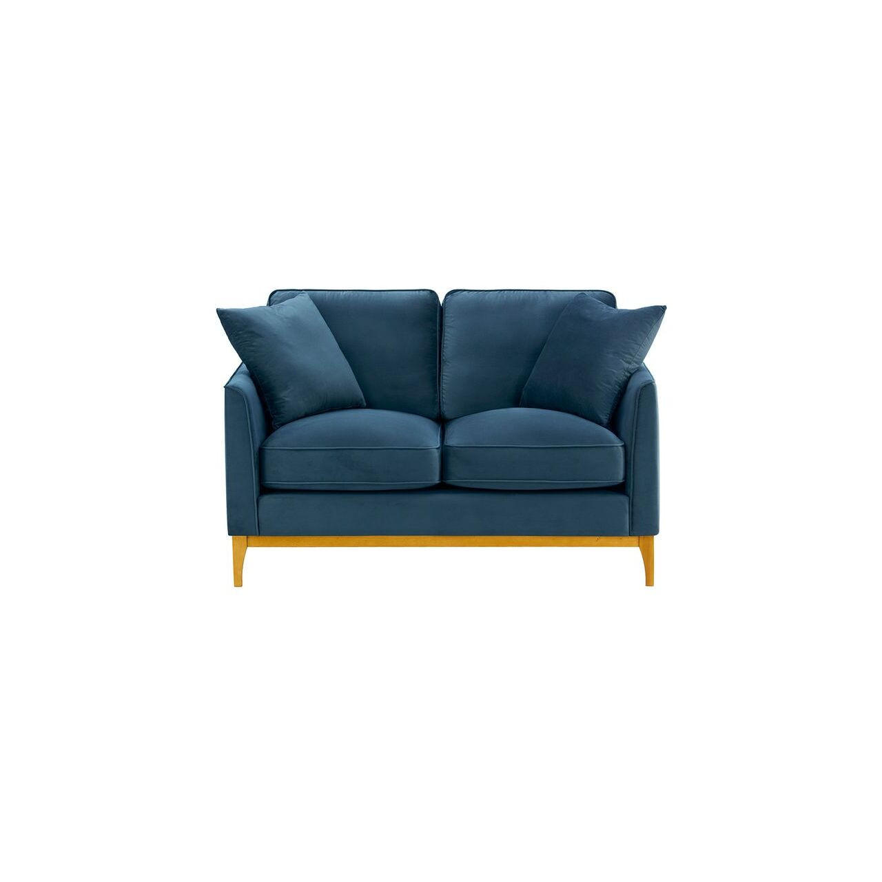 ZWEISITZER-SOFA Linara-Velluto 11 - Dunkelblau, Holz/Textil (141/91/95cm)