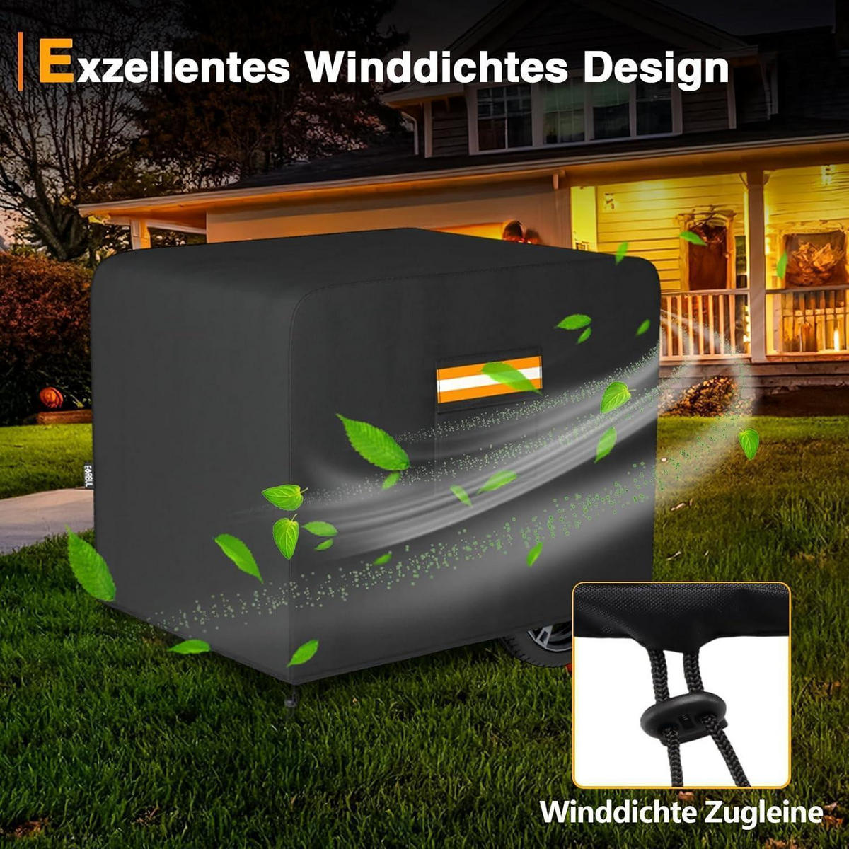 GENERATORABDECKUNG 66 x 51 x 51 cm Wasserdicht mit Aufbewahrungstasche - Schwarz, Textil (51/51/66cm)