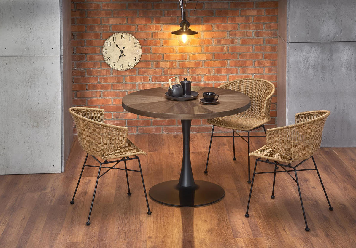 ESSTISCH Rund HAW-333 Walnuss Wenge Schwarz Echtholzfurnier 100/75 cm - Walnussfarben, Holz (100/100/75cm) - designimpex