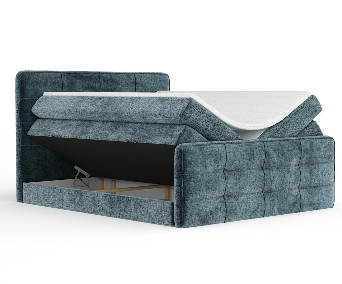 BOXSPRINGBETT Semplice Blau 160/200 cm - Blau/Schwarz, Holz/Holzwerkstoff (160/200cm) - Maison de Reve