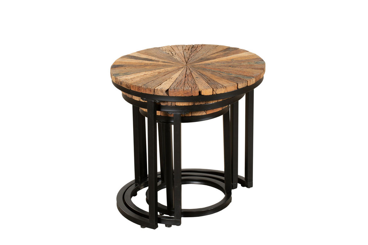 BEISTELLTISCH Arne 3er Set Massivholz Braun 46x46x46cm - Braun, Holz (46/46/46cm) - DELUKE