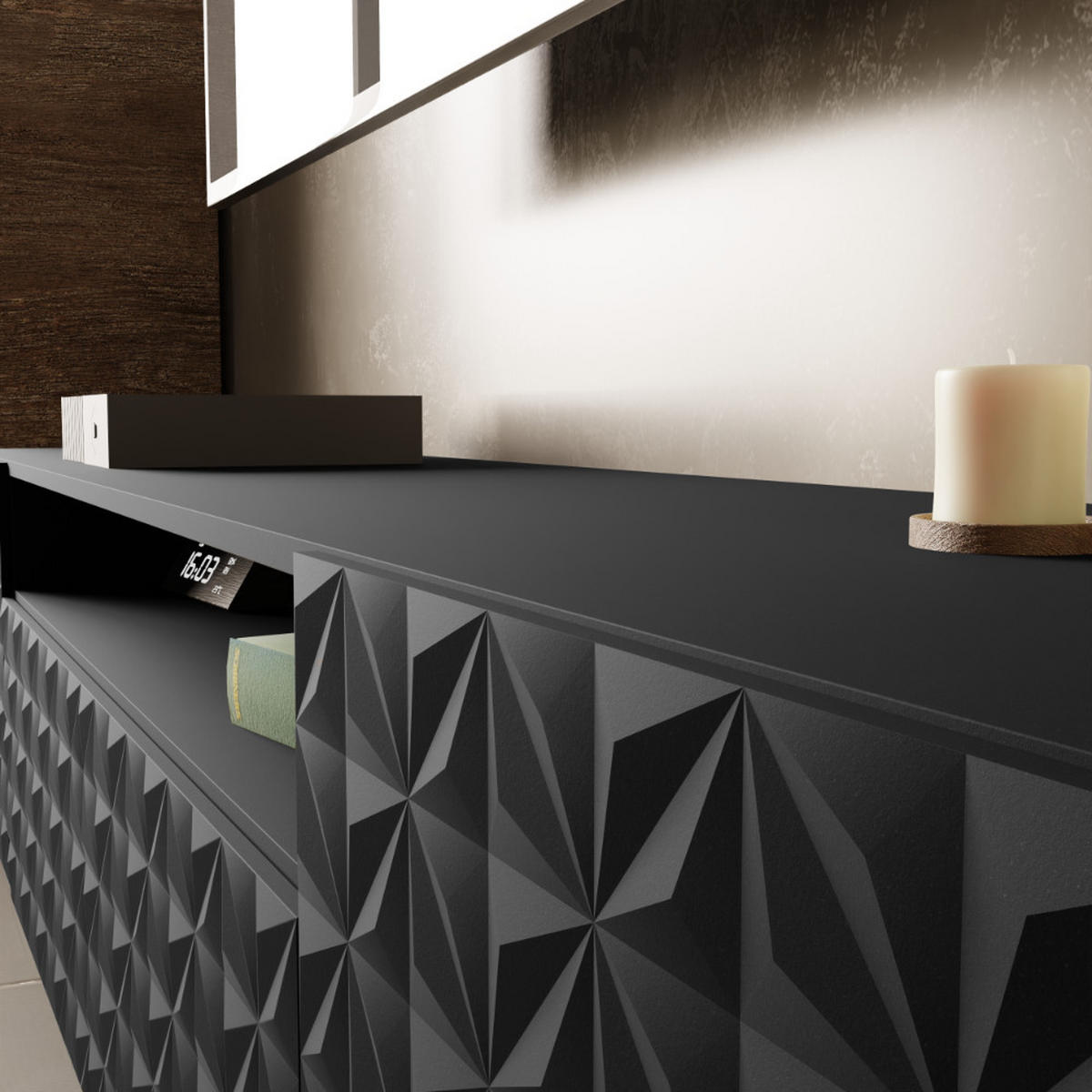 TV-SCHRANK Cali III 200 cm, dreitürig, schwarz - Schwarz, Kunststoff (200/53/41cm) - Margaret Hadas24