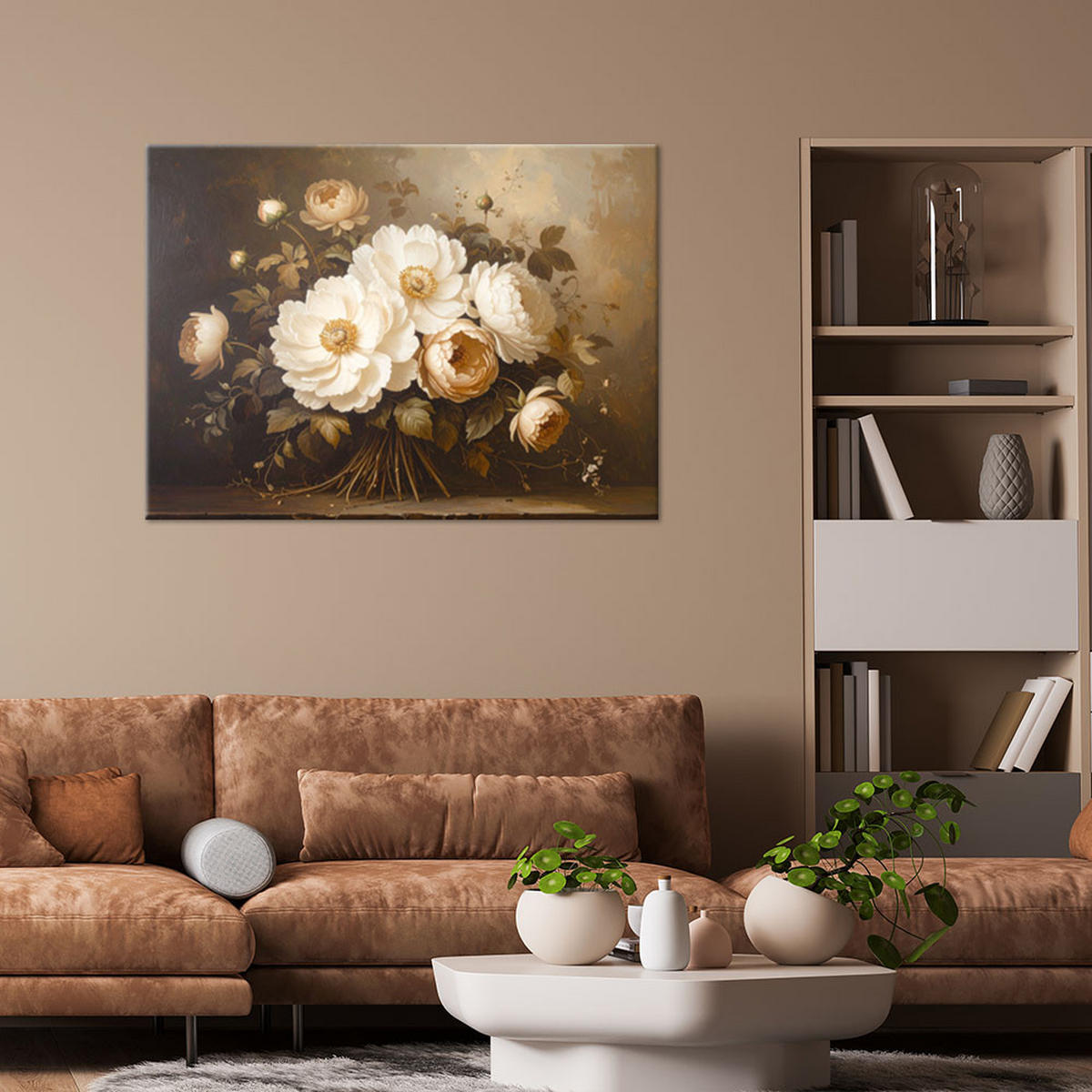 LEINWANDBILD Blumen 90x60cm - Braun, Textil (90/60cm) - Feeby