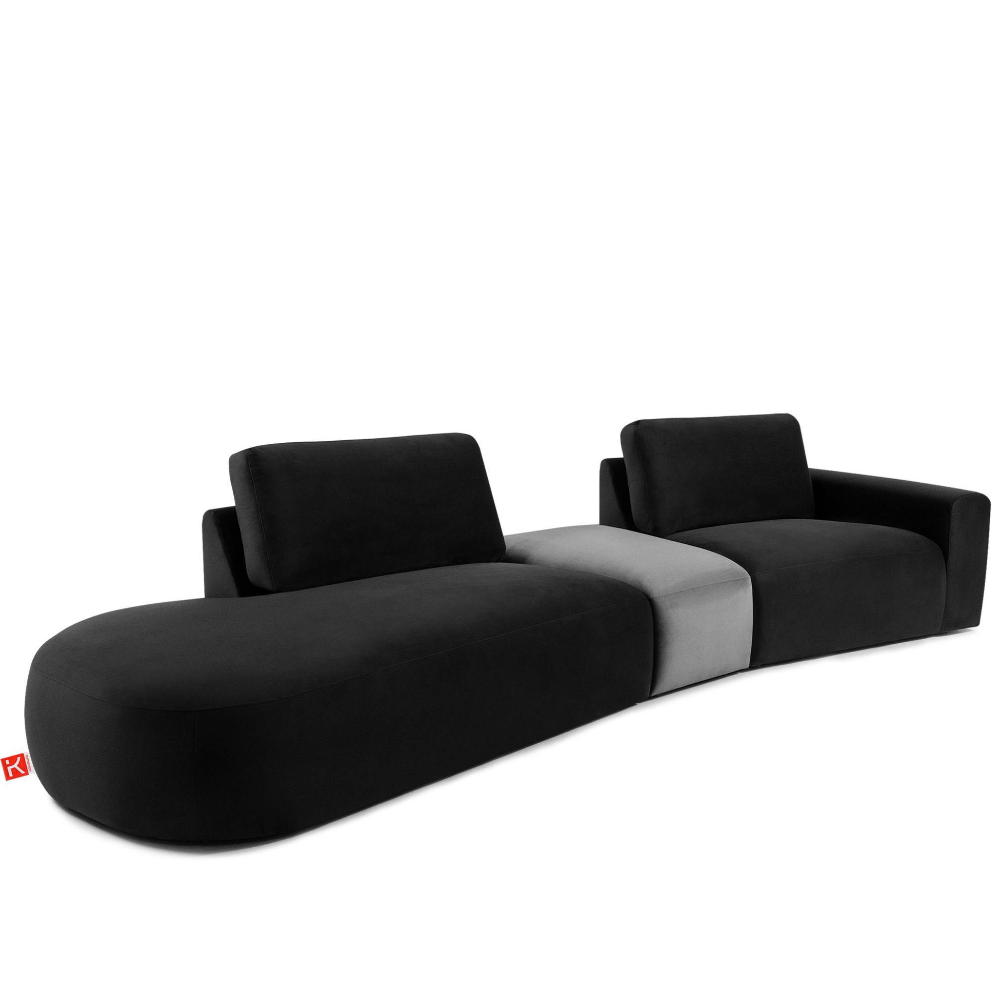 4-SITZER ECKSOFA ZUCCO Velour links, Dunkelgrau - Dunkelgrau, Textil (350/84/105cm) - KONSIMO®