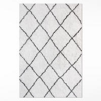 TEPPICH 150x225 cm Schwarze Linien Plüsch-Imitation Muster - Schwarz/Weiß, Kunststoff (150/225cm) - Wallfluent