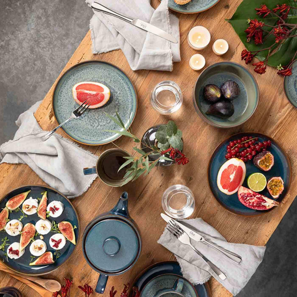 FRÜHSTÜCKS-SET Crafted Denim braun-blau 6er Set - Blau/Braun, Keramik (1/1/1cm) - like.Villeroy & Boch