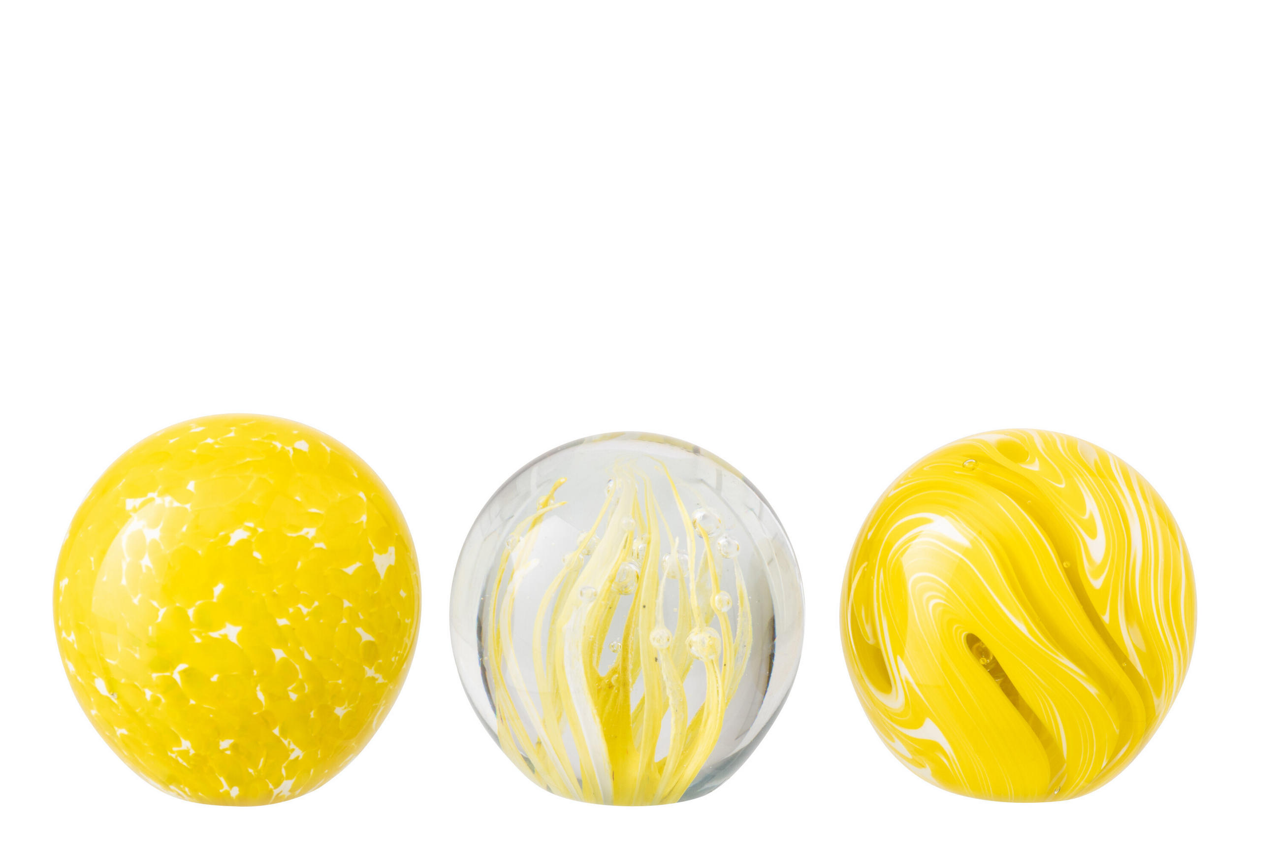 BRIEFBESCHWERER BALL (3ER SET) - Gelb, Glas (8/8/8cm) - J-Line