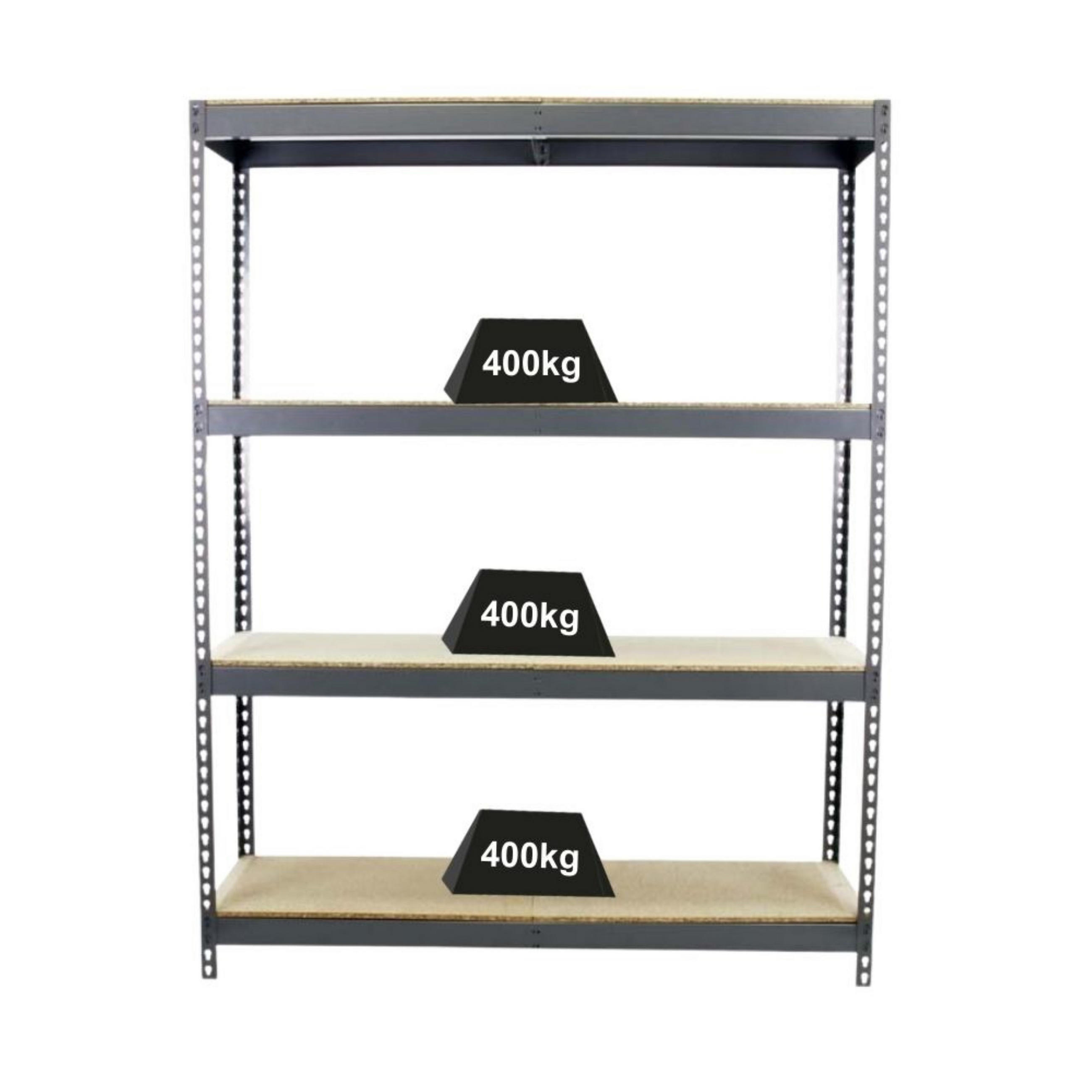 SCHWERLASTREGAL Wood Beast Four HxBxT 200 x 240 x 75 cm 4 Ebenen Fachlast 400 kg Grau - Grau, Metall (240/200/75cm) - PROREGAL