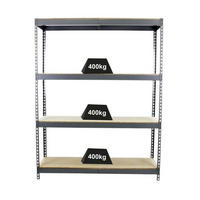 SCHWERLASTREGAL Wood Beast Four HxBxT 200 x 240 x 75 cm 4 Ebenen Fachlast 400 kg Grau - Grau, Metall (240/200/75cm) - PROREGAL