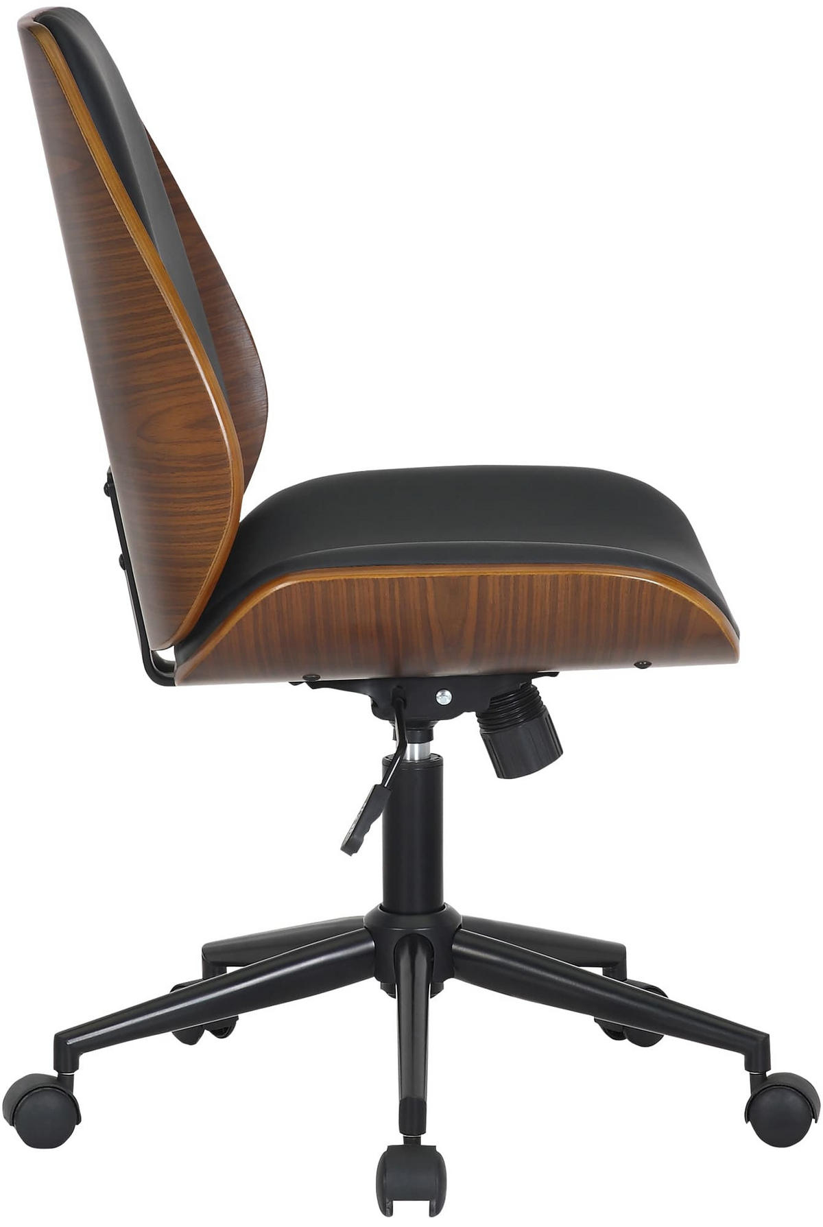 DREHSTUHL Lederlook Walnuss/Schwarz - Walnussfarben/Schwarz, Textil/Metall (49.5/90/57cm) - CLP