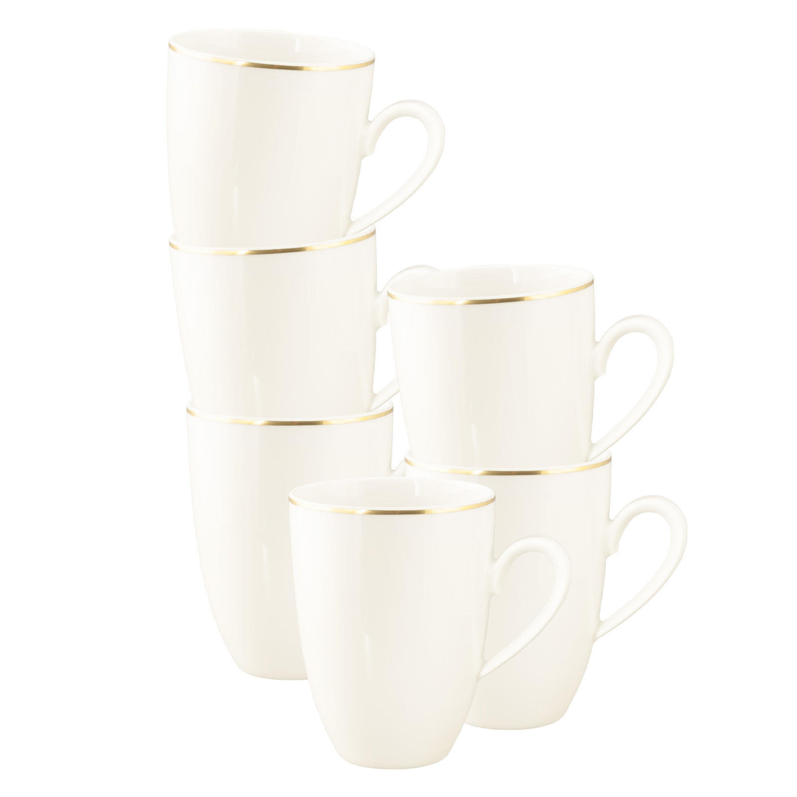 HENKELBECHER Savona Goldlinie creme 350 ml 6er Set - Creme, Keramik (0.35L) - Seltmann Weiden