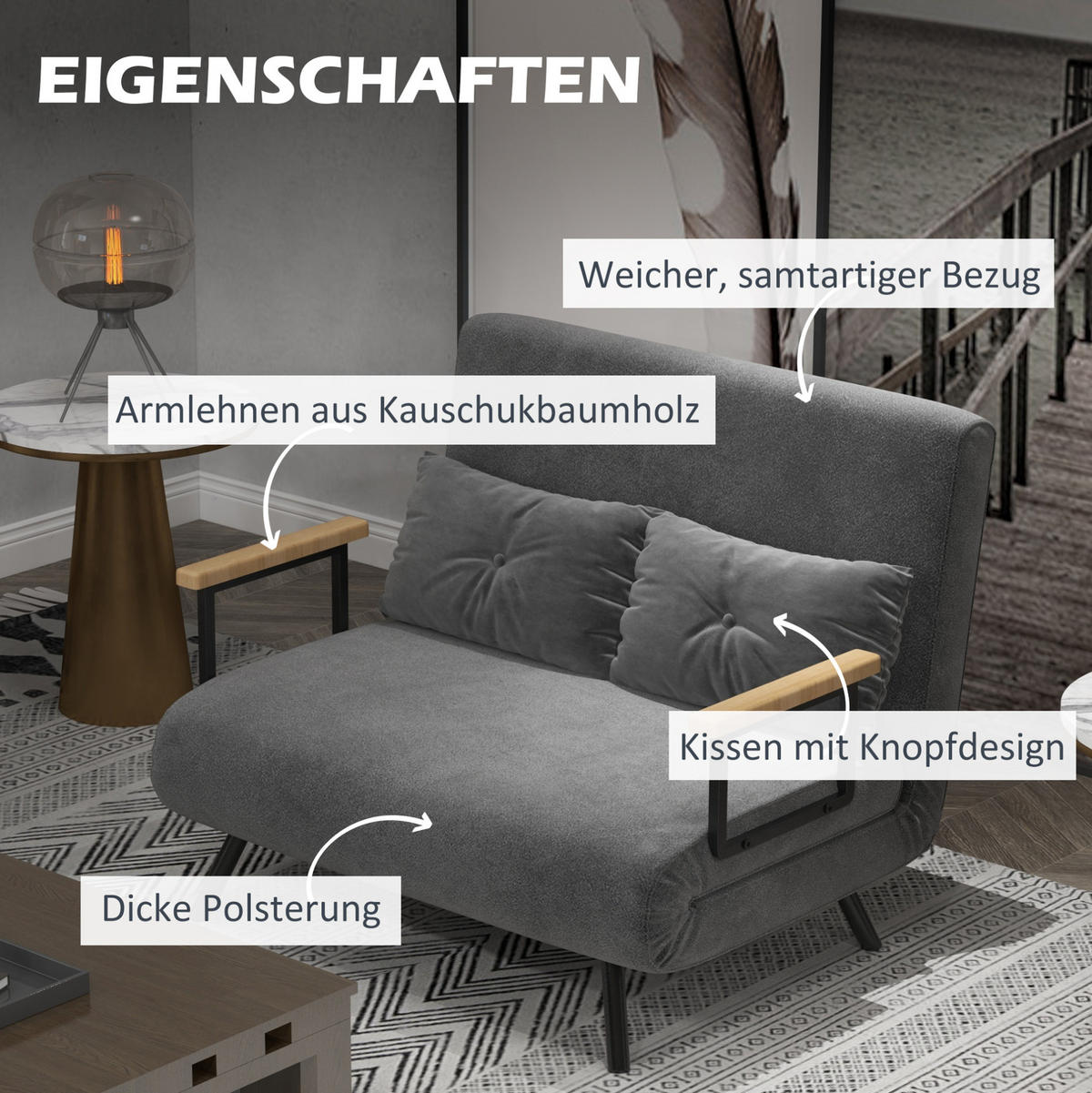 SCHLAFSESSEL mit Schlaffunktion 102 x 73 x 81 cm Steel Dark Gray - Dunkelgrau, Holzwerkstoff (102/81/73cm) - Meubliv
