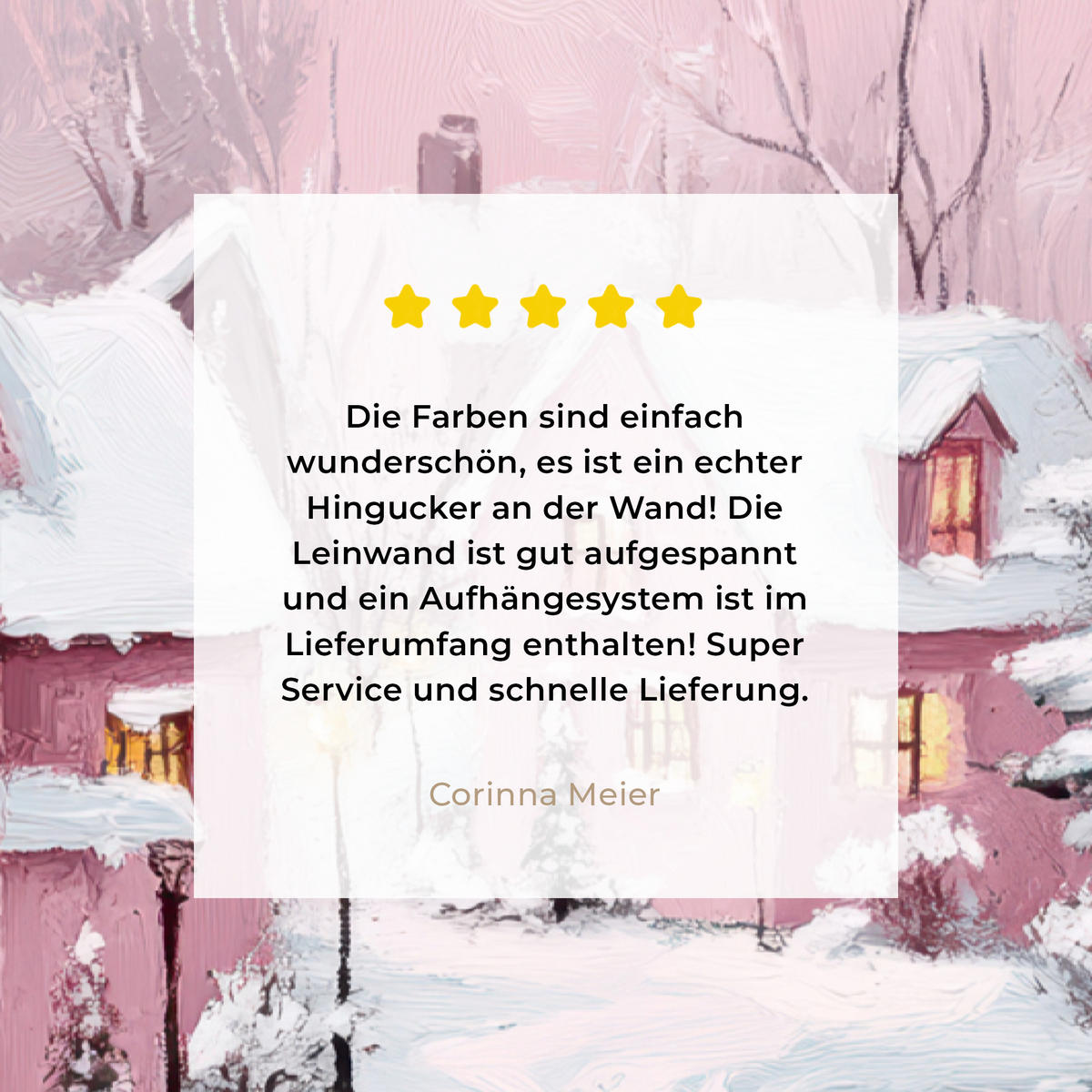 LEINWANDBILD Weihnachtsdorf - Rosa - Winter - Schnee - Häuser 40x60 cm - Altrosa, Textil (40/60cm) - MuchoWow