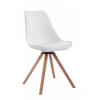 STUHL Lederlook weiß - Eukalyptusholzfarben/Weiß, Holz/Textil (48/84/56cm) - CLP
