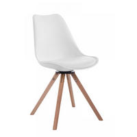 STUHL Lederlook weiß - Eukalyptusholzfarben/Weiß, Holz/Textil (48/84/56cm) - CLP