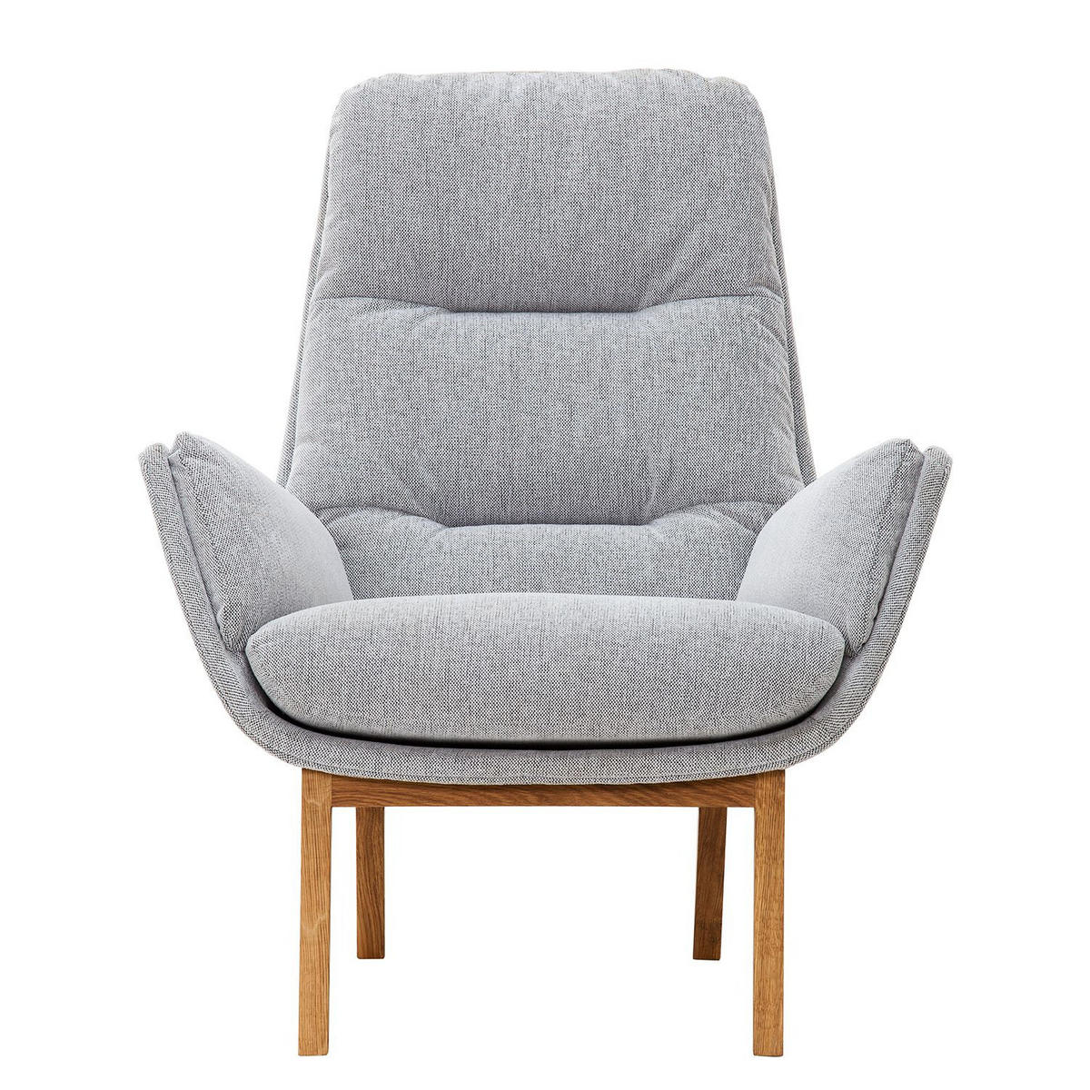 SESSEL mit Holzfüssen - Eichefarben/Hellgrau, Eichenholz/Holz (83/95/97cm) - home24