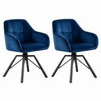 ESSSTUHL 2er-Set drehbar 58,5 x 82,5 x 54,5 cm Blau Samt Metall - Blau, Metall (54/82.5/57cm) - Meubliv