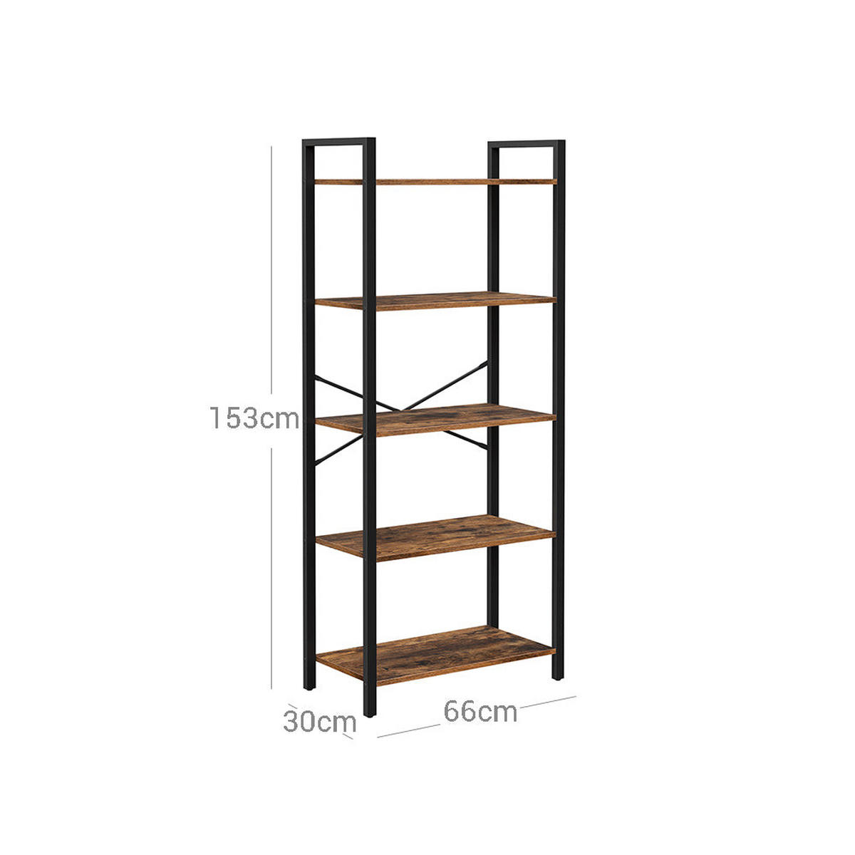 BÜCHERREGAL AUFBEWAHRUNGSREGAL - Braun, Holzwerkstoff (30/153/66cm) - Hansiro