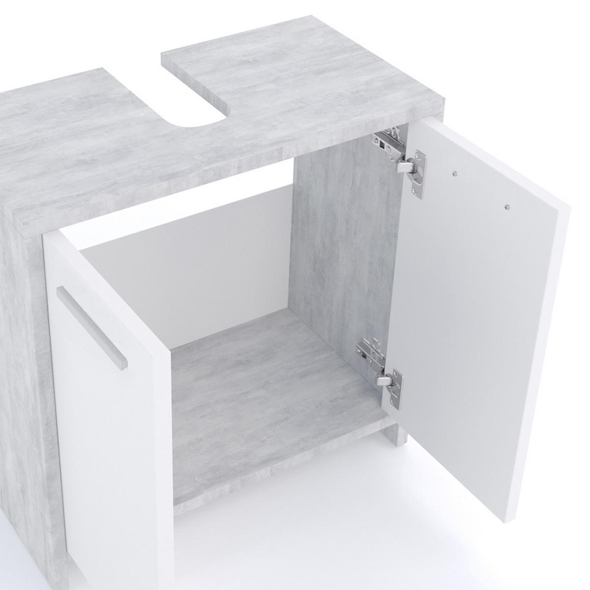 BADMÖBEL-SET Kiko Beton 2 Teile - Schieferfarben/Weiß, Holzwerkstoff (58/60/33cm) - Vicco
