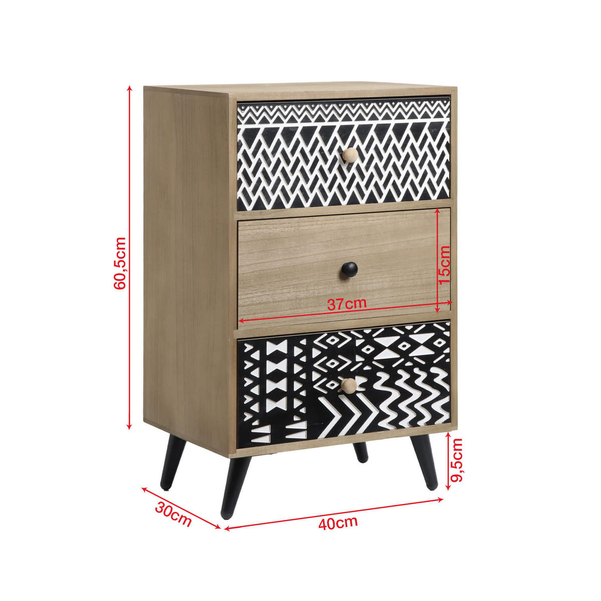 NACHTTISCH Braun 30/40/61 cm - Braun, Holzwerkstoff (30/61/40cm) - Mobili Rebecca