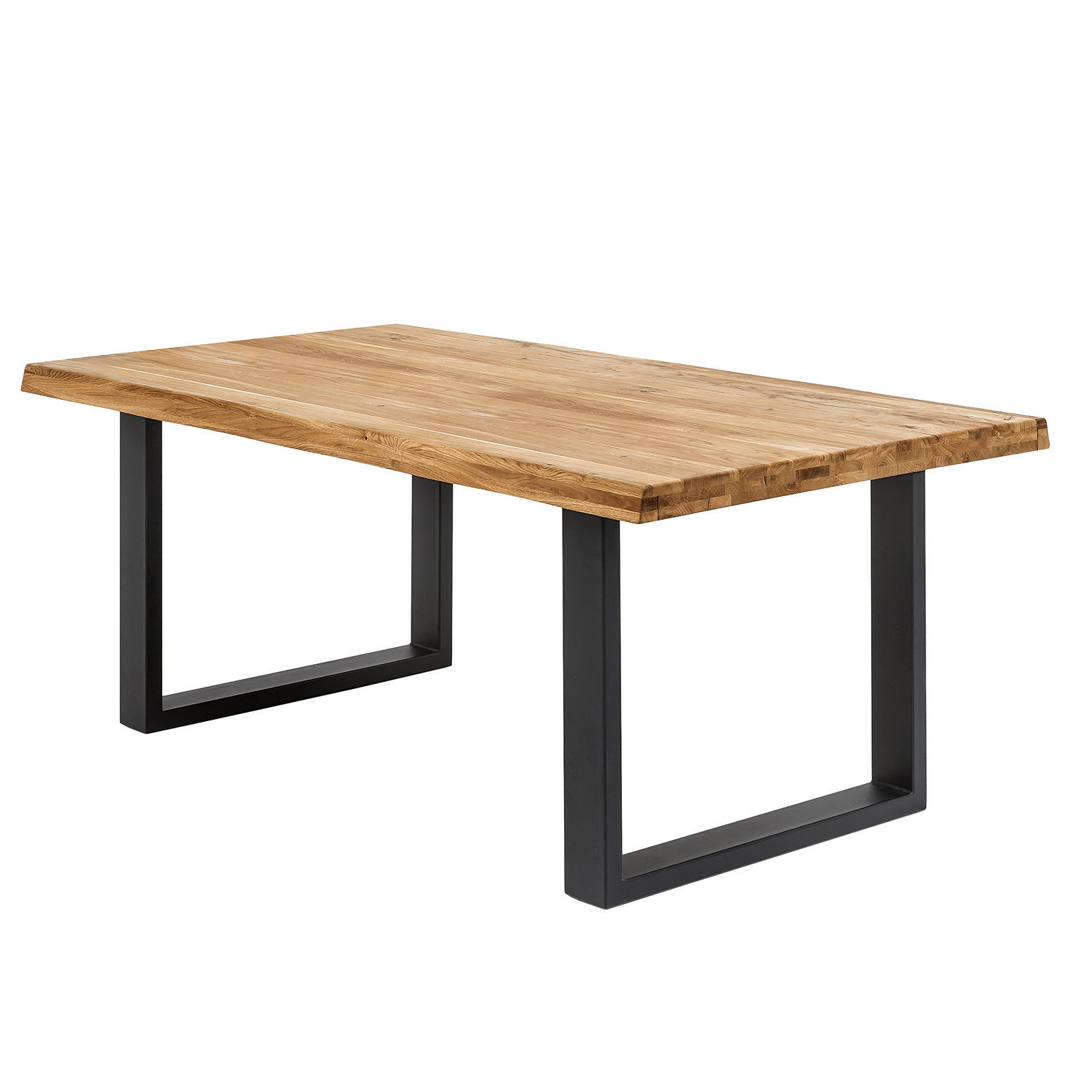 ESSTISCH - Metall / Massivholz - Eichefarben/Schwarz, Holz/Metall (100/180/76cm) - home24
