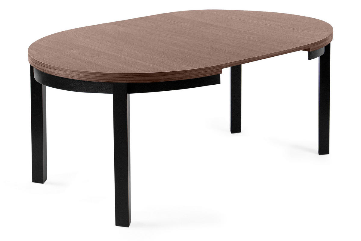 ESSTISCH BALTE Ausziehbar 100-140cm Rund, Walnuss mittel/schwarz - Walnussfarben/Schwarz, Holz (100/140/76cm) - KONSIMO®