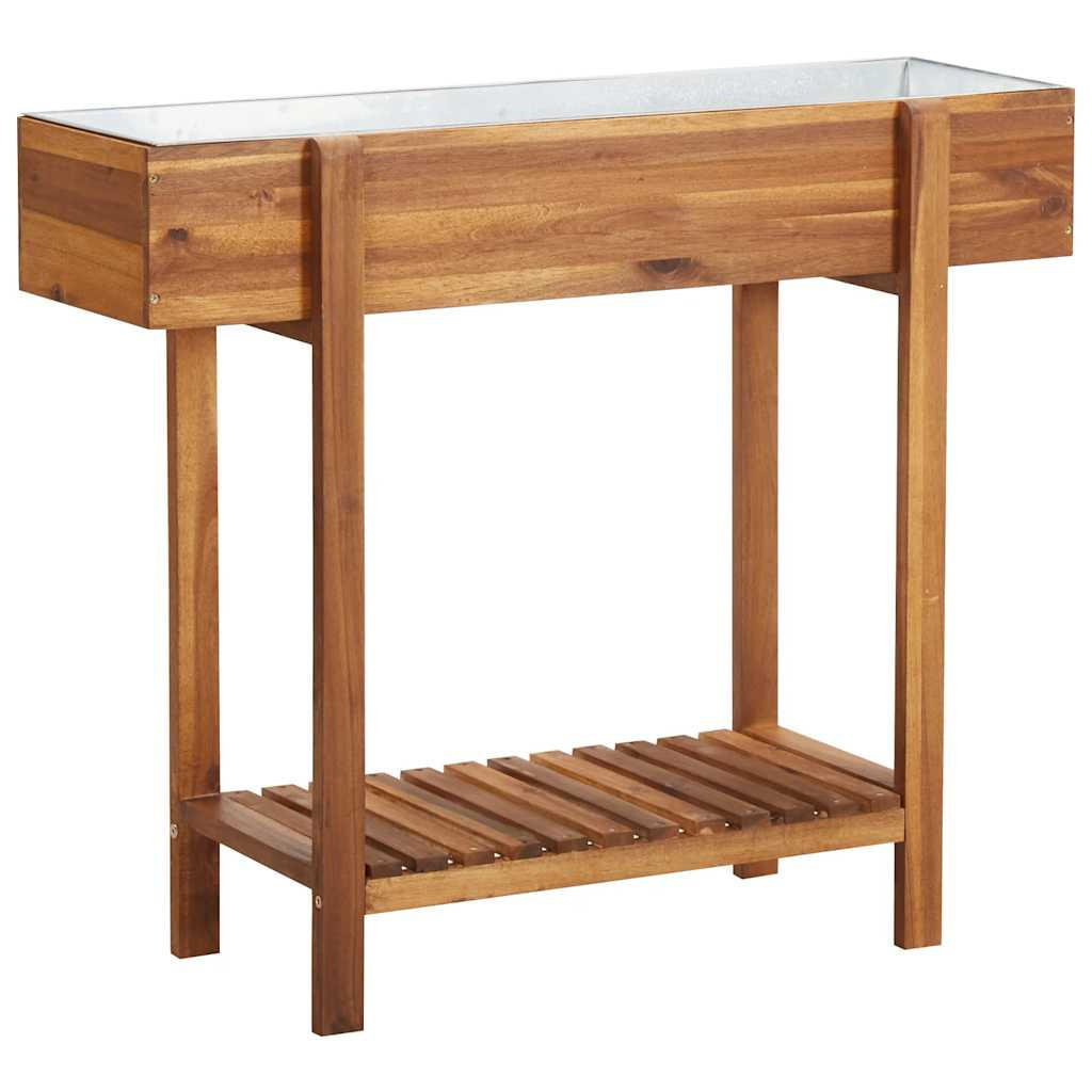 ERHÖHTER Garten-Hochbeet Akazie Massivholz Und Zink - Braun, Holz (90/75/30cm) - vidaXL