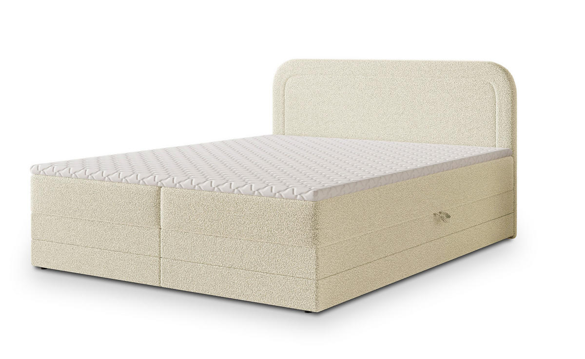 BOXBETT ARMEL 180x200 cm mit Matratze und Topper - Creme - Creme, Holz (180/200cm) - MASSENO