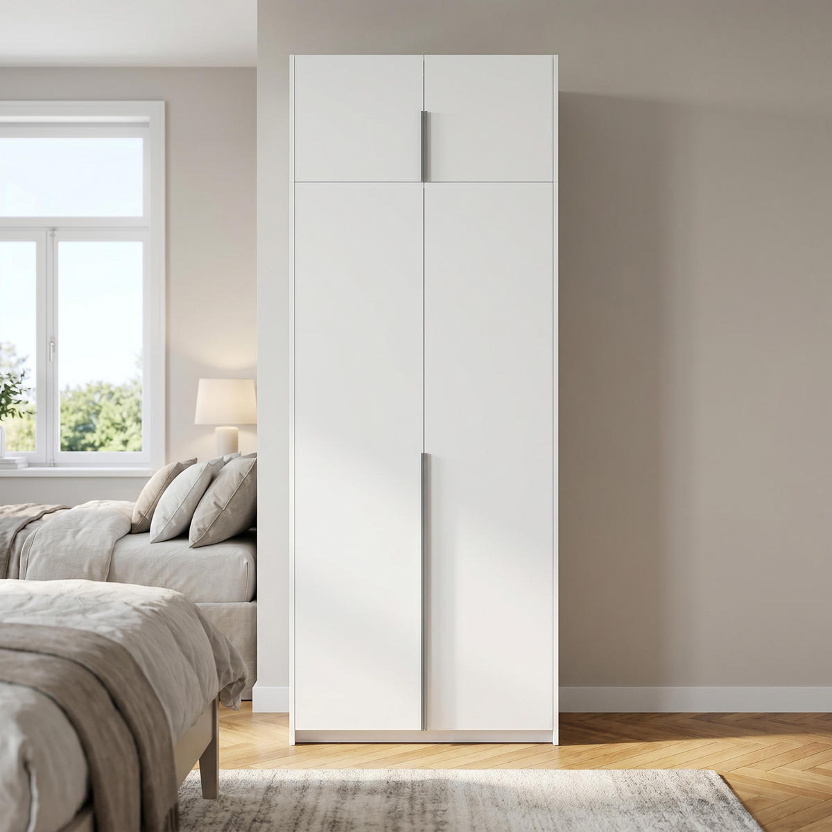 DREHTÜRENSCHRANK AMARA 100/250/58cm 2-türig Weiß - Weiß, Holzwerkstoff (100/250/58cm) - MASSENO