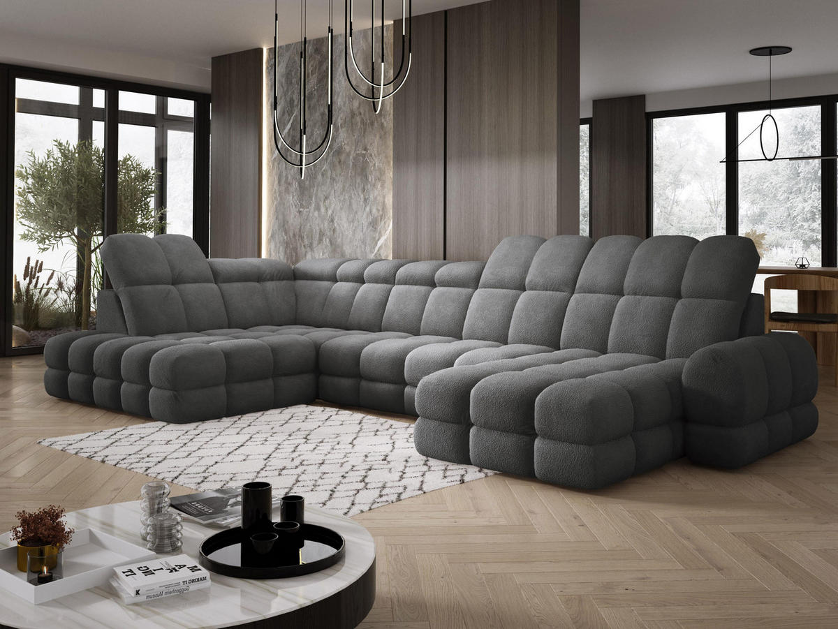ECKSOFA TOLLO Anthology-stoff U-form 400x217x105 cm graphit - Edelstahlfarben, Holz/Textil (400/217cm) - DomoHome