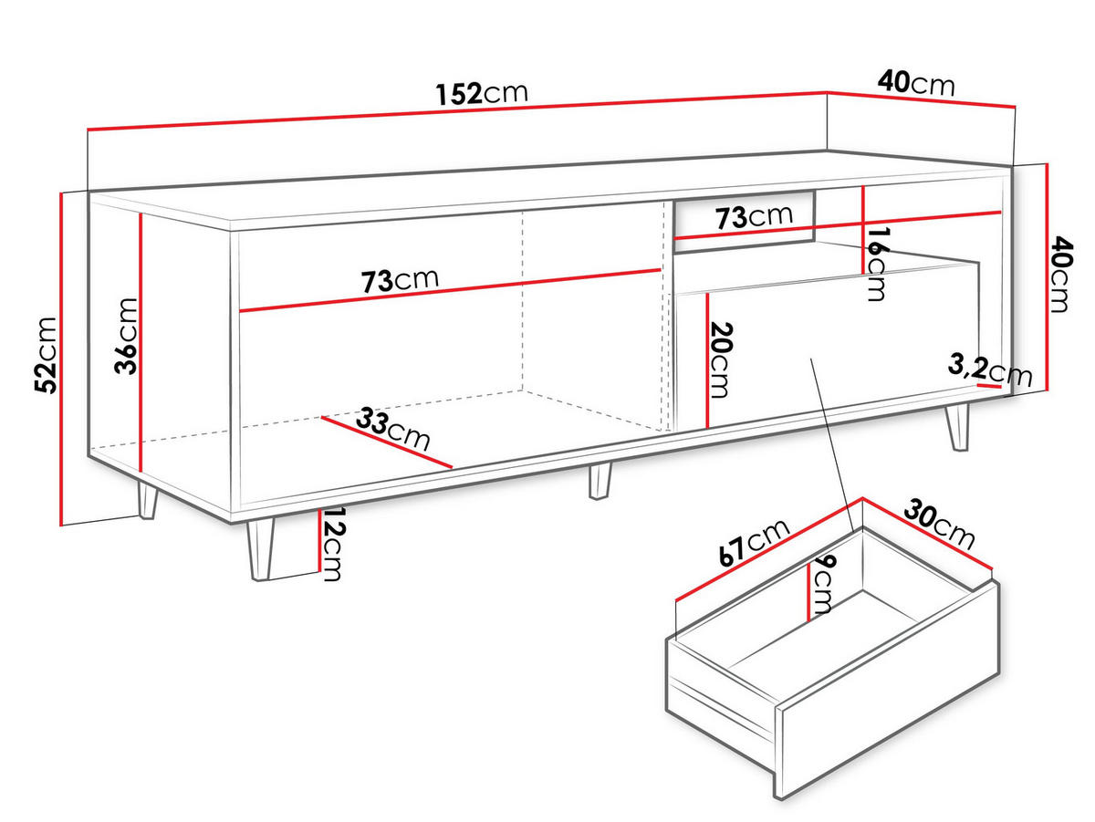 TV-ELEMENT Ferido - Beige, Holzwerkstoff (152/52/40cm) - MIRJAN24