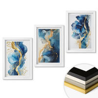 WANDBILDER 3er-Set - 20x30 cm Weißer Rahmen - Blaue abstrakte Muster - Weiß, Kunststoff (20/30cm) - ArtPrintCave